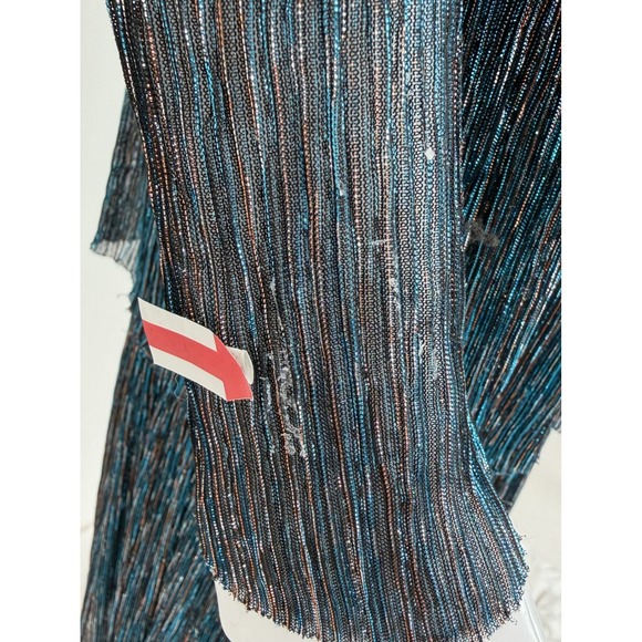 Sabina Musayev Pleated Carry Dress Teal Metallic Tiered Midi V-Neck XS - Picture 8 of 8